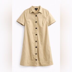 Who What Wear Tan Button Front Shirt Dress Short Sleeve  Size M